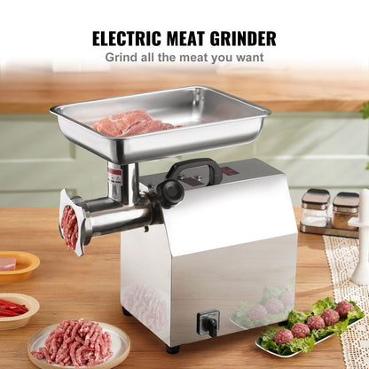 SucceBuy Moedor de Carne Elétrico Processador de Alimentos Máquina de Fazer Linguiça Recheador Picador Amassador de Aço Inoxidável com 2 Lâminas para Cozinha