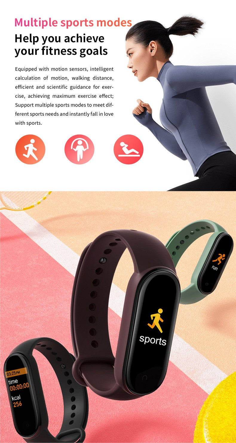 For Sports Smart Watch Music Control Fitness Calorie Track Bracelet Phone Message Remind Steps BT SmartWatch M8 Band