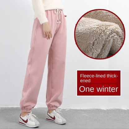 New Women's Pants Winter Casual Gym Sweatpants Warm Fleece Trousers Female Workout Lamb Wool Thick Sports Pants for Women