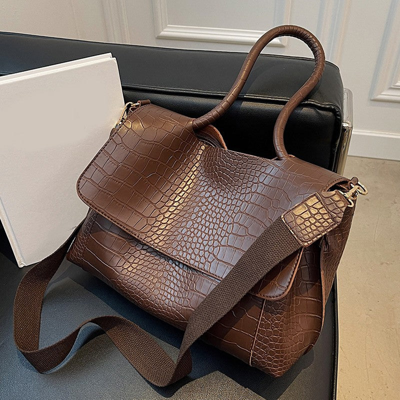 Crocodile Pattern Crossbody Bag For Women Black Shoulder Bag Brand Designer Women Bags Luxury PU Leather Flap Messenger Handbag