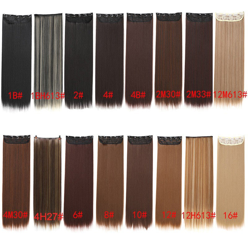 Alongamento de Cabelo Sintético Invisible Hair Extensions com 5 Clipes, 60cm, Liso, Resistente ao Calor, para Mulheres