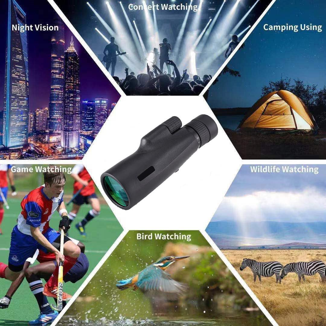 Telescópio Monocular 10-30X50 Zoom HD Potente de Longo Alcance para Acampamento com Tripé e Clipe de Telefone para Observação de Pássaros Caça Binóculos