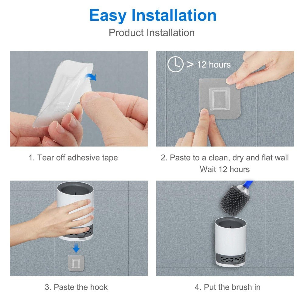 Water Spray Silicone Toilet Brush With Set 40cm Long Handle Refillable Tpr Brush With Wall-Mounted Bathroom Cleaning Accessories