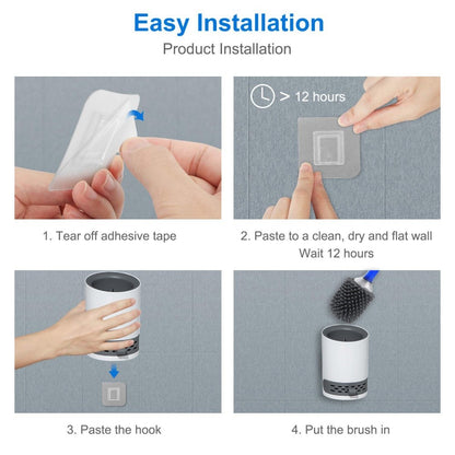 Water Spray Silicone Toilet Brush With Set 40cm Long Handle Refillable Tpr Brush With Wall-Mounted Bathroom Cleaning Accessories