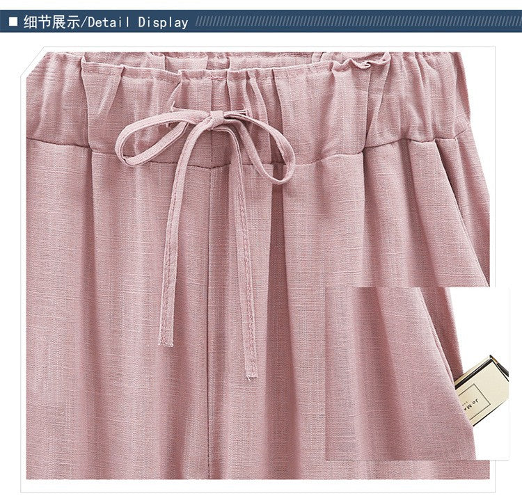 Cotton Linen Pants, Elastic Mid Waist Ankle Length Pant, Casual Women Loose Spring Pants, Female Slacks Size M-5XL 6XL 7XL 8XL