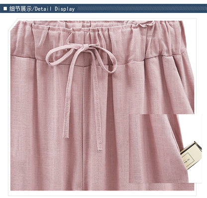 Cotton Linen Pants, Elastic Mid Waist Ankle Length Pant, Casual Women Loose Spring Pants, Female Slacks Size M-5XL 6XL 7XL 8XL