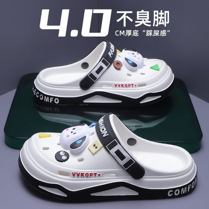 Summer Hole Shoes Men Wear Casual Fashion Non-slip Portable Sports Sandals Beach Step on Toe Breathable Slippers for Men Outdoor