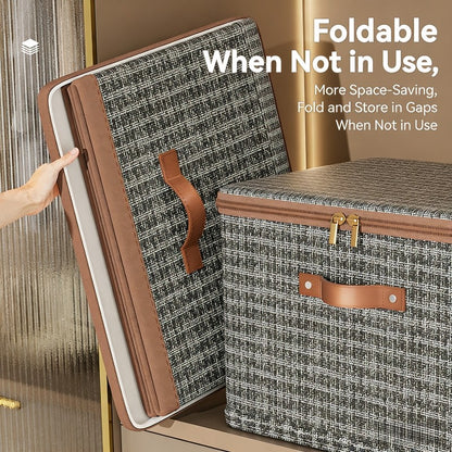 Caixa de Armazenamento de Grande Capacidade com Tampa Dobrável Espessa para Roupas Caixa de Armazenamento para Roupa Íntima Organizador de Armário para Cobertores