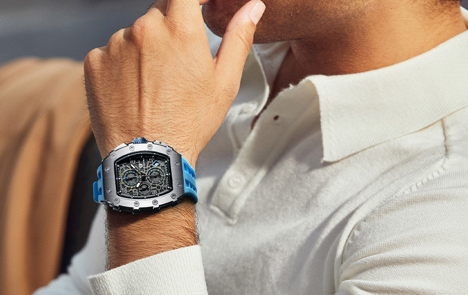 TSAR BOMBA Watch for Men Luxury Brand Tonneau Design Waterproof Clock Stainless Steel Wristwatch Fashion Rectangle Mens Watch