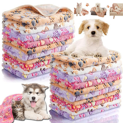 Cobertores para cães Gatos Cobertor de estimação de lã macia e fofa Quente Design de estampa fofa Patinha de cachorro gatinho Pequeno