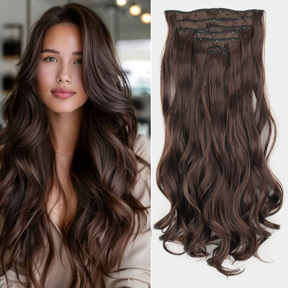7 peças/conjunto de aplique de cabelo com 16 grampos, preto, longo e liso, cabelo natural, aplique de cabelo ombre, fibra resistente ao calor para penteado feminino