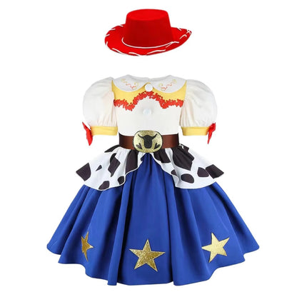 2026 New Girls Cow Spot Dress Children's Halloween Toy Cosplay Costume Toddler Up Birthday Stage Performance Cowboy Dress Carniv