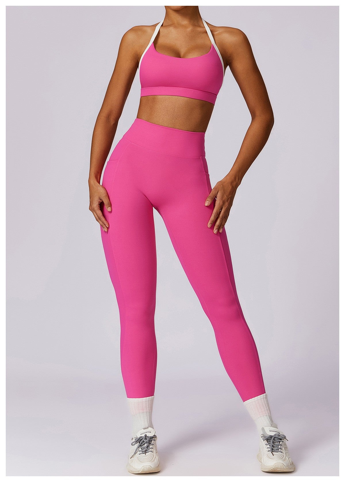 Yoga Set 2PCS Women Sportswear Push Up Workout Clothes Athletic Wear Gym Legging Fitness Bra Crop Top Long Sleeve Sports Suits