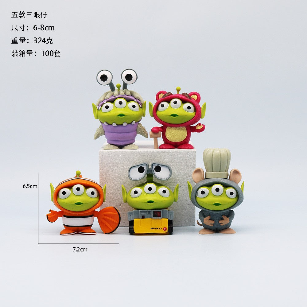 5 peças/conjunto Disney Toy Story Alien Crossover Series PVC Action Figure Estátua Anime Modelo Brinquedos Coleção Infantil Amuleto Presente de Natal