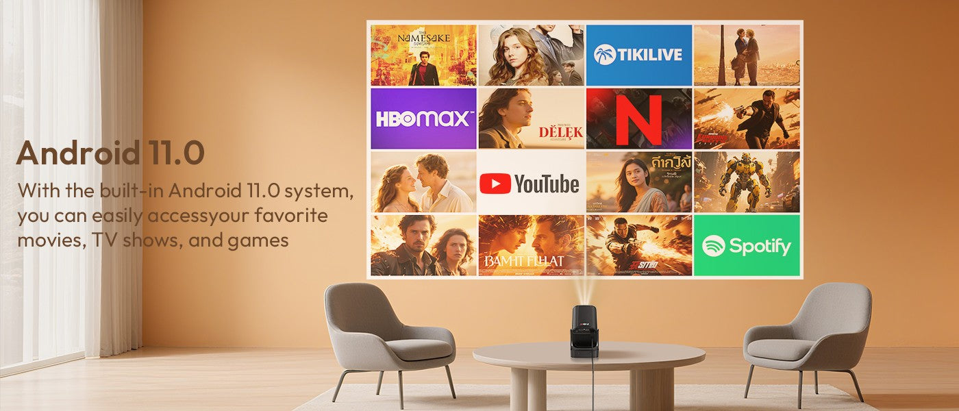 Projetor XGODY 4K HD 300ANSI Cinema Bluetooth WiFi 1080P Android Home Theater Inteligente