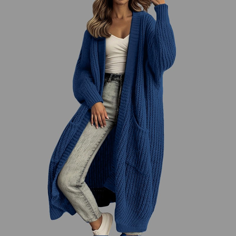 2025 Women Pockets Sweater Cardigan Kintted Jacket  Autumn Crochet Loose Long Winter Maxi Warm Jumper Coat