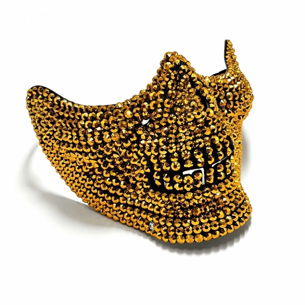 Gothic Handcrafted Half-Face Masquerade Mask Sparkling Punk Rock Style Rhinestone Mask Horror Style Full Diamond Mask Unisex