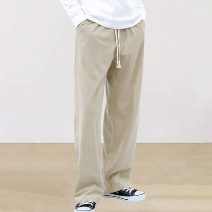 Mens Corduroy Joggers Pants Casual Cargo Pants Drawstring Elastic Waist Baggy Tapered Sweatpants with Pockets Outdoor Sweatpants