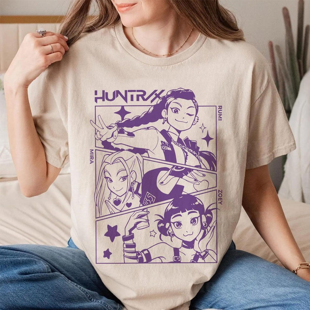 HUNTRIX K-pop Demon Hunter Anime T-shirt Harajuku O-neck Casual Shirt Fans Gift Aesthetic Graphic T Shirts Women Clothes