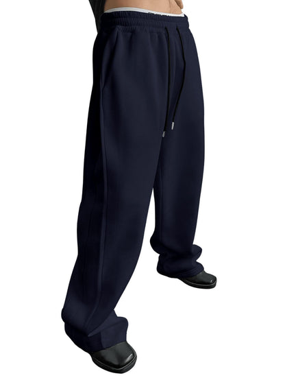 Autumn Men's Baggy Wide-leg Pants Outdoor Jogging Sweatpants Loose Straight Fashion Korean Casual Trousers Streetwear Black Gray