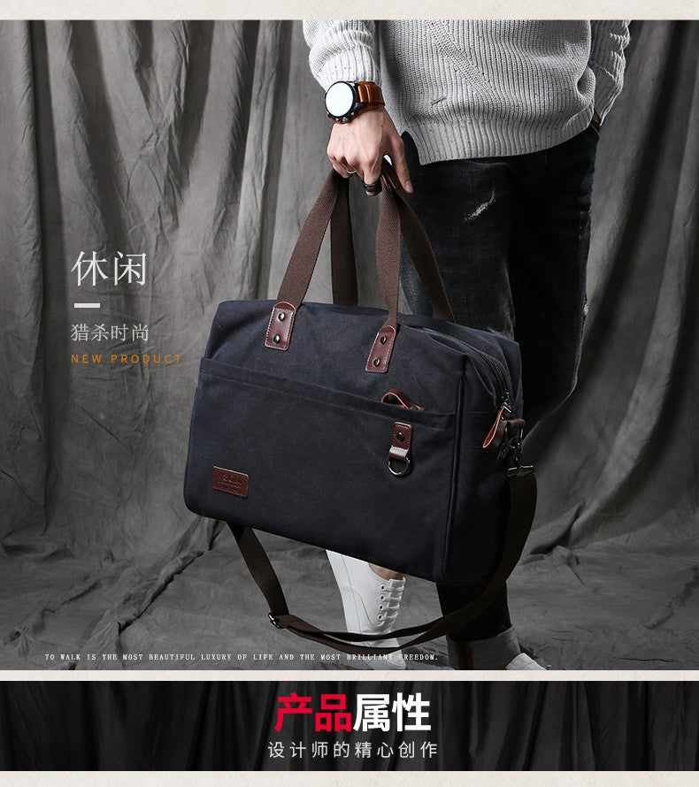 Bolsa Masculina de Lona, Bolsas Casuais de Negócios para Notebook de 15.6 polegadas, Mochila de Viagem de Ombro Fashion e de Alta Qualidade