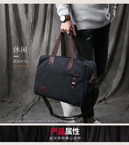 Bolsa Masculina de Lona, Bolsas Casuais de Negócios para Notebook de 15.6 polegadas, Mochila de Viagem de Ombro Fashion e de Alta Qualidade