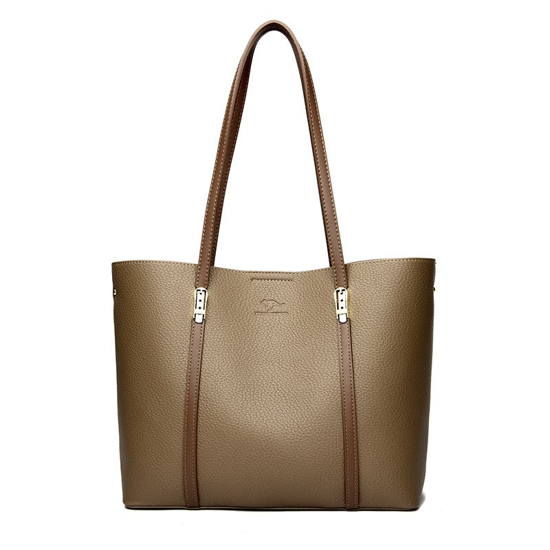 New autumn Single Shoulder Large Capacity Messenger Droadband Female Solid Color Handbag Luxury Ladies Bucket PU Shoulder Bag