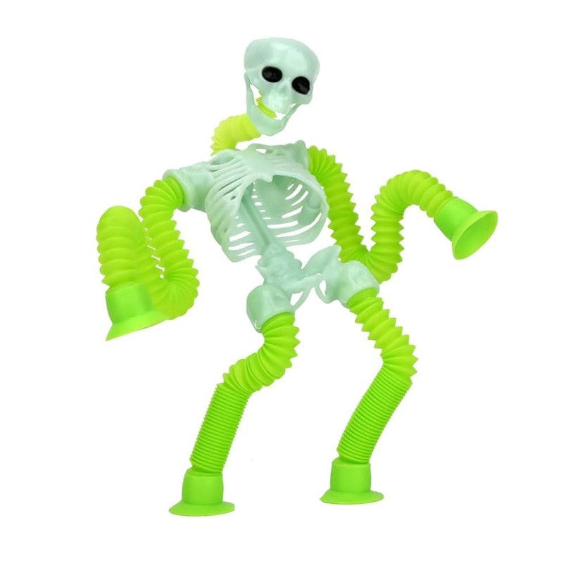1-16PCS Fidget Toys Transformable Telescopic Toys Halloween Sensory Toys Kids Prize Suction Cups Skeleton Person Stretching Tube