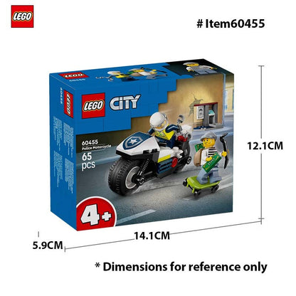 LEGO 60455 City Perseguição Policial de Moto, Brinquedo de Construção para Crianças - Blocos de Montar para Brincadeiras de Faz de Conta para Meninos e Meninas, Presente de Aniversário