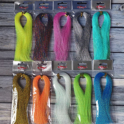 Pacote com 3 ou 10 unidades de 300 fios de tinsel torcido para iscas de pesca com mosca, linha de amarração, flash de cristal brilhante, material DIY