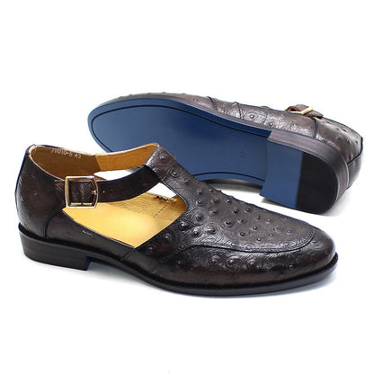 Men's leather sandals with toe caps, summer new style, personalized fashion show, handmade men's shoes, cowhide outdoor