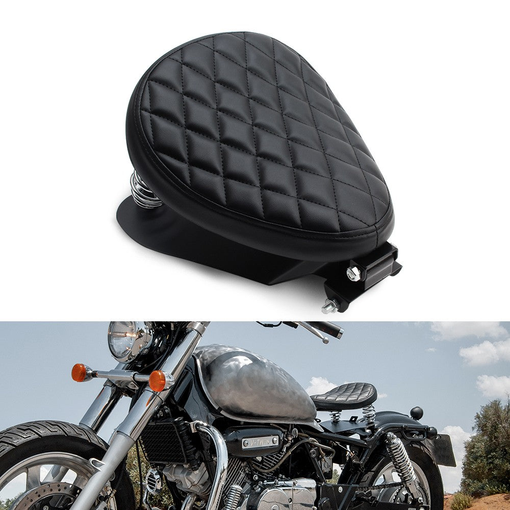 1 CONJUNTO Banco Solo de Couro Retrô para Moto com Suporte de Mola de 3" para Harley Custom Chopper Sportster Bobber Honda Yamaha Kawasaki