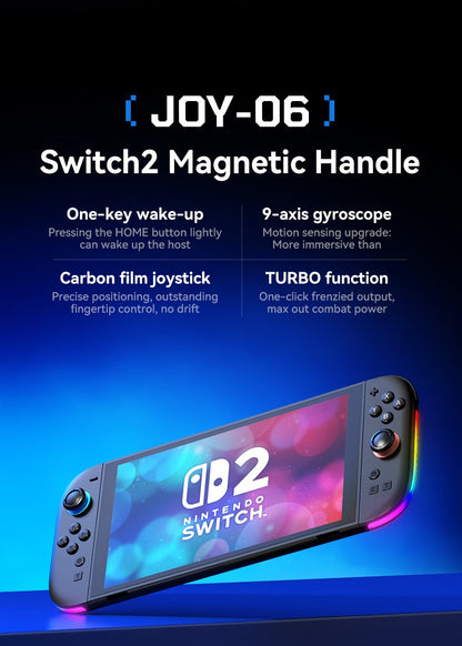 JOY-06 Wireless Game Controller For Switch 2 Magnetic Bluetooth Gamepad with 9-Axis Gyroscope RGB Light Wake-up For NS2 Joycons