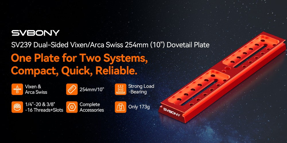 SVBONY Nova Atualização Telescópio para Astrofotografia APO SV555 e Placa de Cauda de Andorinha SV239 Vermelha para Astrofotografia