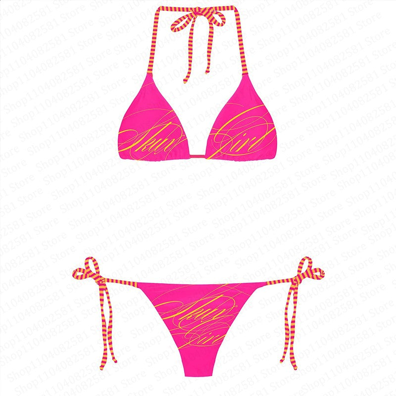 Y2k Gothic tight corset from the 2000s backless  sleeveless hot and spicy Emo girl crop top summer bikini set beach vest party