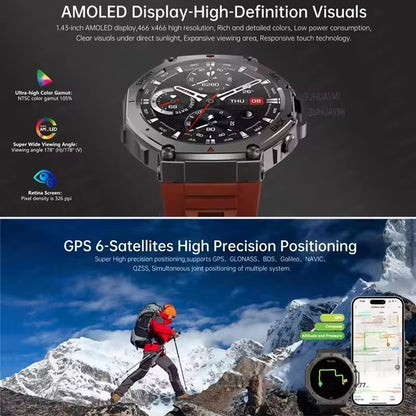 2025 Smartwatch T-Rex 3 Ultra Militar Original com GPS, GNSS Integrado, Bússola, Altímetro, 10ATM à Prova D'água, Smartwatch Esportivo Masculino e Feminino
