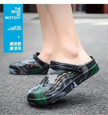 Men's Summer Camouflage Graffiti Sandals Garden Clogs Shoes Men Outdoor Beach Anti-skid Slippers Indoor Home Shoe big size 45-49