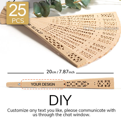 Custom Wedding Fans-Hand Fan For Bridal Shower Beach And Summer Wedding Favors-Personalized Rustic And Elegant Wooden Fan