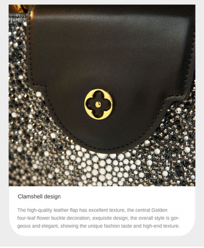 Luxury Fashion Diamonds Women's Handbags 2025 New V Letter Small Shoulder Crossbody Bag Genuine Leather Messenger Shell Bags