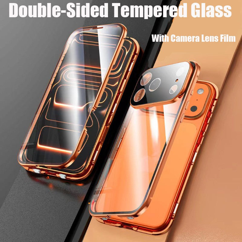 Capa Protetora 360° Magnética de Metal com Vidro Dupla Face e Trava de Encaixe para iPhone 17 Pro Max/17/Air/17 Pro
