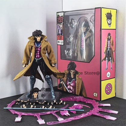 CT Toys X-Men Gambit Boneco de Ação 17cm PVC Colecionável Articulado Versão COMIC. Mafex 131 X-Men Remy Etienne LeBeau Figura de Ação Modelo Brinquedo