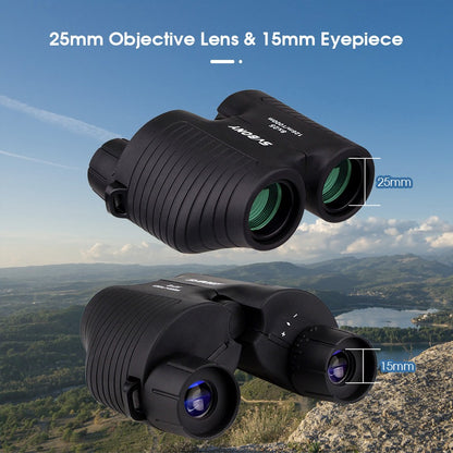 SVBONY 8x25 SV10 Binóculos Compactos Foco Fixo Mini Telescópio Portátil Prisma Porro Multirrevestido para Jogos Esportivos ao Ar Livre F9323