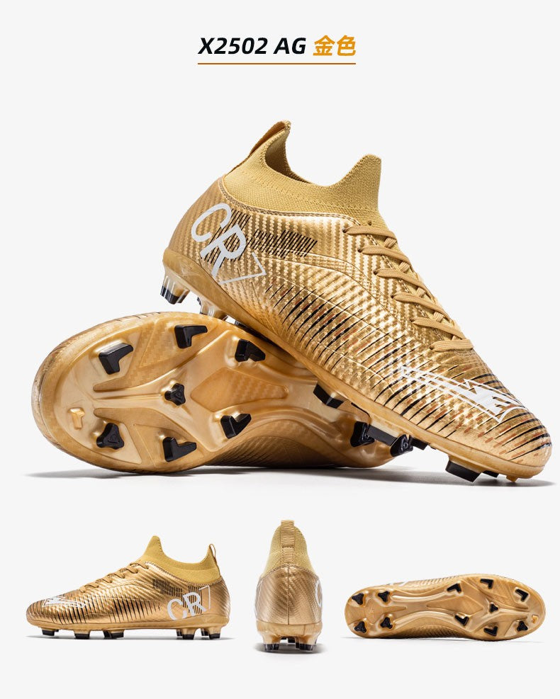 Unisex Soccer Shoes High-Tops Lace-Up Non-Slip Spikes Outdoor Sports Athletic Football Cleats for Professional Training Sneaker