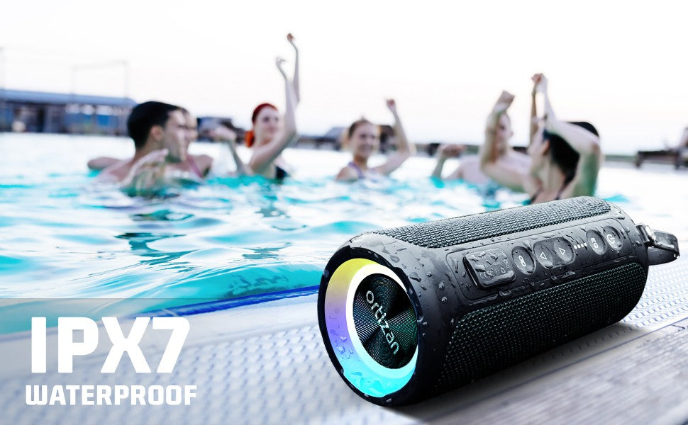 Caixas de Som Bluetooth Ortizan 40W Som Alto Portátil Estéreo Sem Fio IPX7 À Prova d'Água Pareamento Duplo Graves Profundos Caixa de Música LED