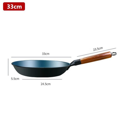 Iron Frying Pan Uncoated Iron Wok Flat Bottom Skillet Non-stick Egg Pancake Pan Steak Frying Pot Gas and Induction 27/29/31/33cm