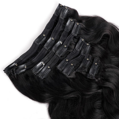 Body Wave Clip In Human Hair Extensions Full Head Brazilian Virgin Hair Clip on Hair Extension for Women 8 Pcs/Set Double Weft