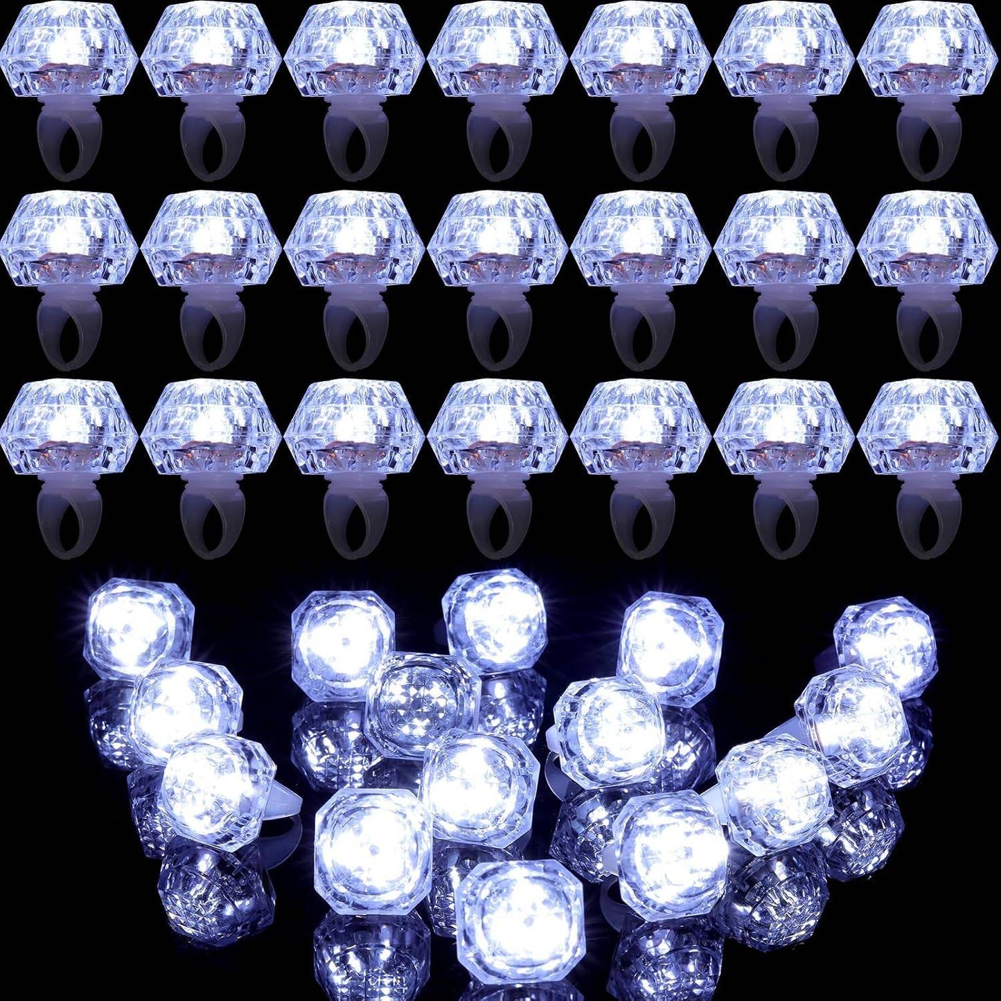 LED Light Up Diamond Rings, Flashing Glow in the Dark Party Favors for Bachelorette, Wedding, Bridal Shower, Birthday Kids