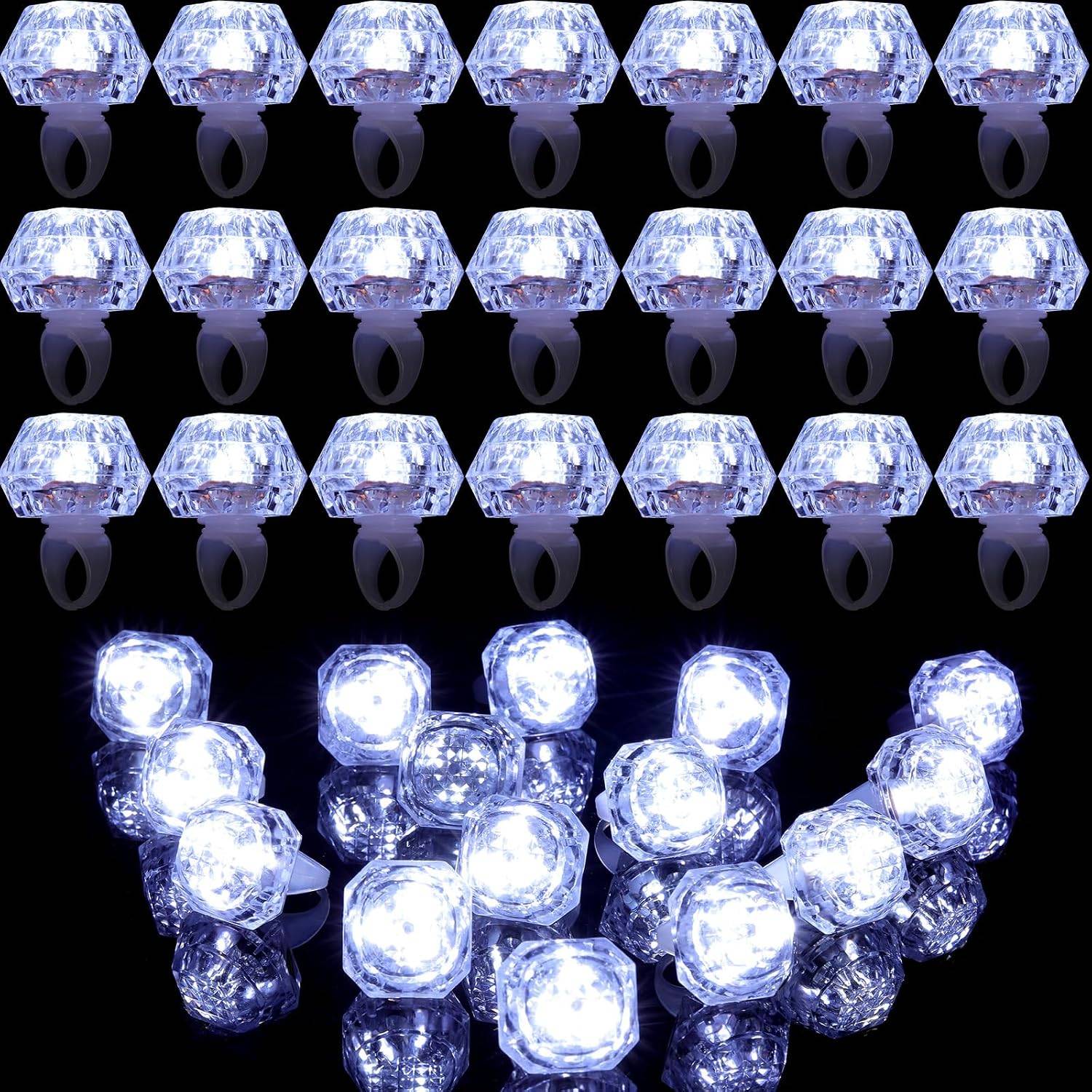 LED Light Up Diamond Rings, Flashing Glow in the Dark Party Favors for Bachelorette, Wedding, Bridal Shower, Birthday Kids