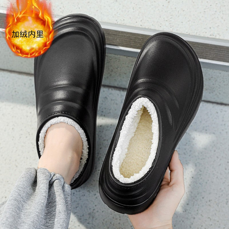 Winter Plush Supper Warm Chef Shoes for Men Women Very Soft Rubber Sandals Clogs Garden Shoes Without Holes Kitchen Work