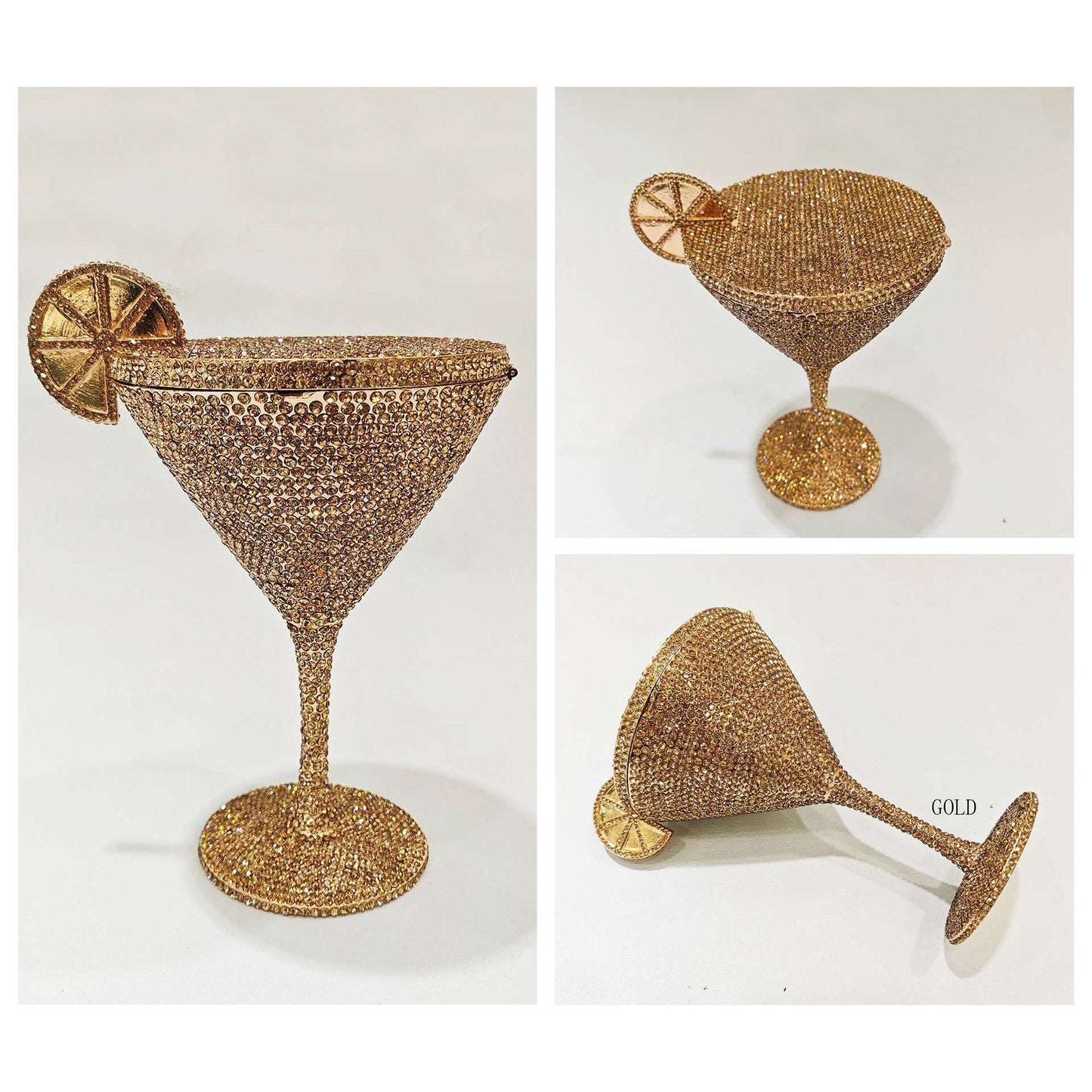 XIYUAN Women Luxury Branded Martini Crystal Evening Bag Elegant Cup Diamond Bridal Handbag Wedding Party Purses Lady Gift Clutch